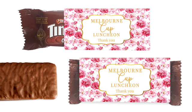 Pink Flowers Melbourne Cup Horse Racing Individual TimTam TM (Box Of 150)