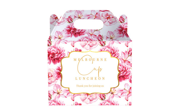 Pink Flowers Melbourne Cup Horse Racing Gable Favour Box