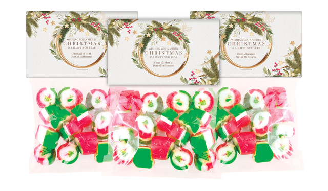 Golden Wreath Festive Rock Candy Bags