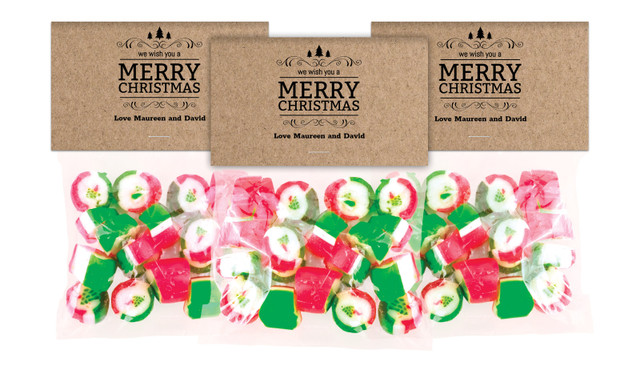Merry Christmas On Kraft Festive Rock Candy Bags