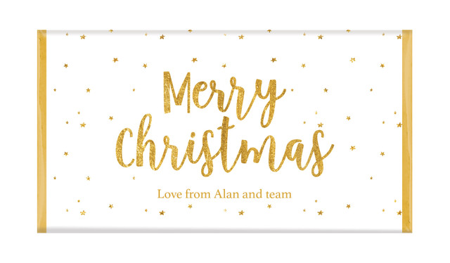 Gold Confetti Stars Personalised Christmas Chocolate Bar
