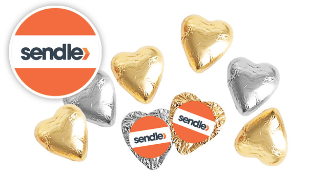 Orange example of Branded Courier Transport Foil Chocolate Hearts