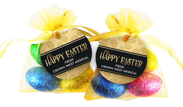 Bold Gold Easter Egg Organza Bag With Tag