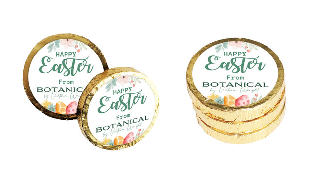 Botanical Eggs Custom Easter Chocolate Coins (Gold Or Silver)