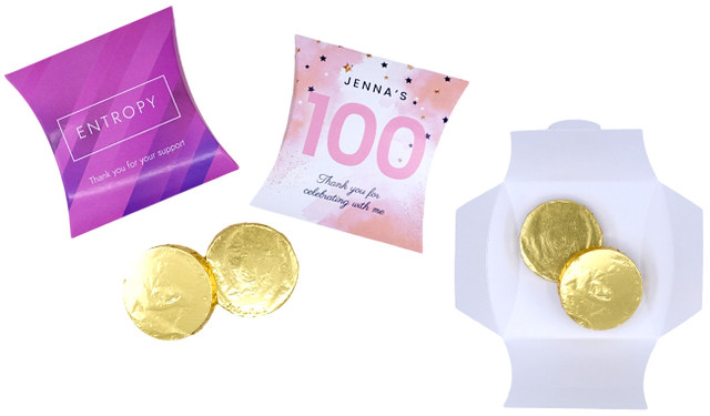 Custom Pillow Box Of Chocolate Coins