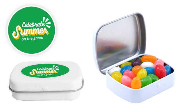 Personalised Hinged Tin Filled With Jelly Beans