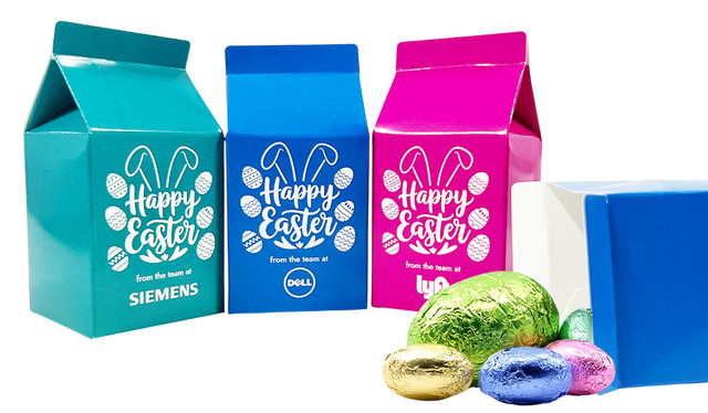 Branded 10cm Milk Carton With Easter Eggs