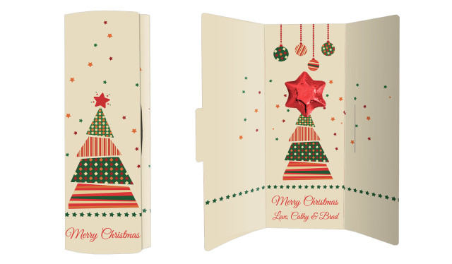 Abstract Tree Personalised Chocolate Christmas Card