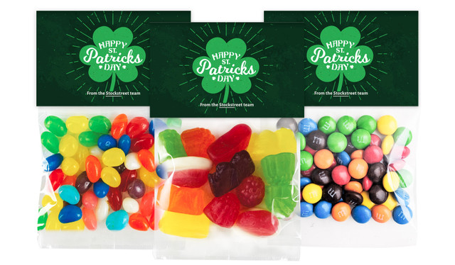 Shamrock Personalised St Patrick's Day Lolly Bag With Topper