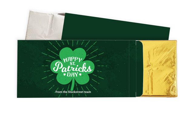 Shamrock Personalised St Patrick's Day Chocolate Bar In A Box