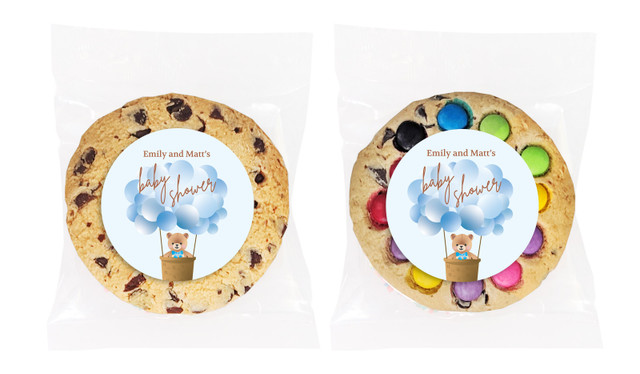 Teddy Blue Baby Shower Personalised Cookie