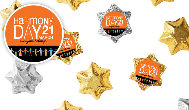 Harmony Day Branded Foil Chocolate Stars