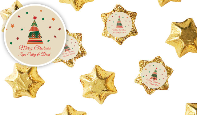 Abstract Tree Personalised Christmas Chocolate Stars