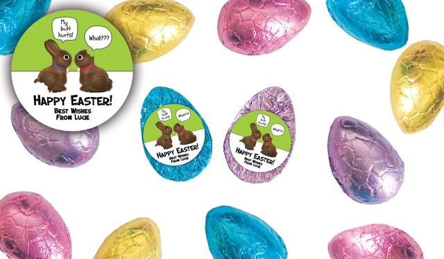 Chocolate Bunnies Personalised Chocolate Half Easter Eggs