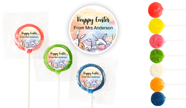 Rainbow Bunnies Personalised Mini Lollipops