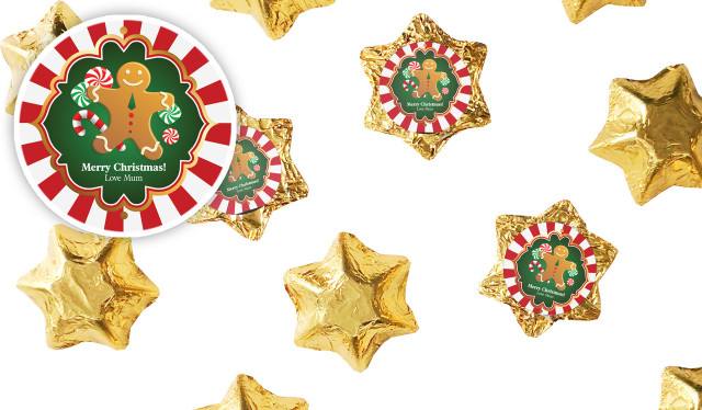 Gingerbread Man Personalised Christmas Chocolate Stars
