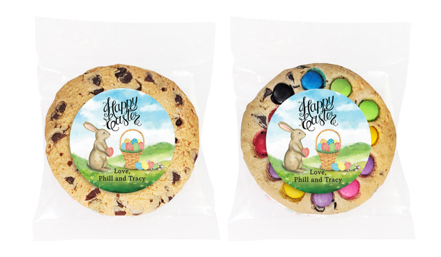 Bunny And Basket Personalised Cookie