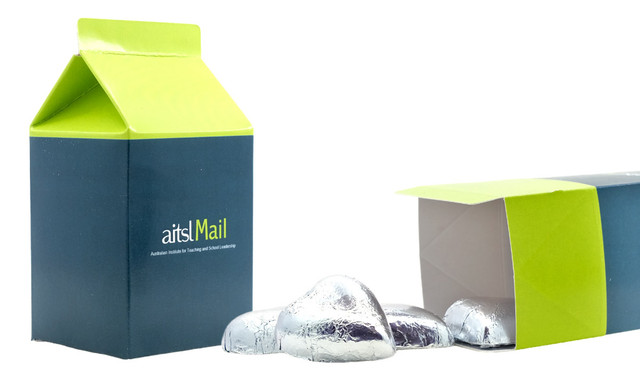 Branded 10cm Milk Carton With Chocolate Hearts