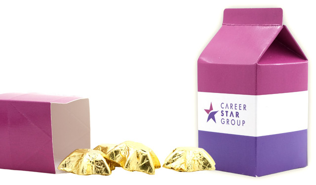 Branded 10cm Milk Carton With Chocolate Stars