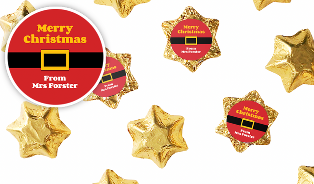 Santa Belt Personalised Christmas Chocolate Stars