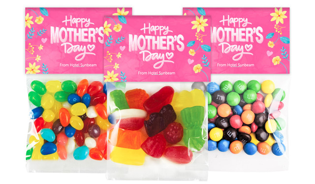Lively Pink Mothers Day Personalised Lolly Bag With Topper