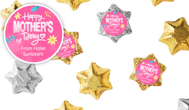 Lively Pink Mothers Day Personalised Foil Chocolate Stars