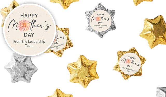 Natural Mothers Day Personalised Foil Chocolate Stars