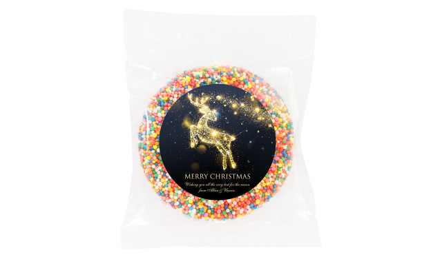 Glowing Reindeer Christmas Personalised Chocolate Freckle