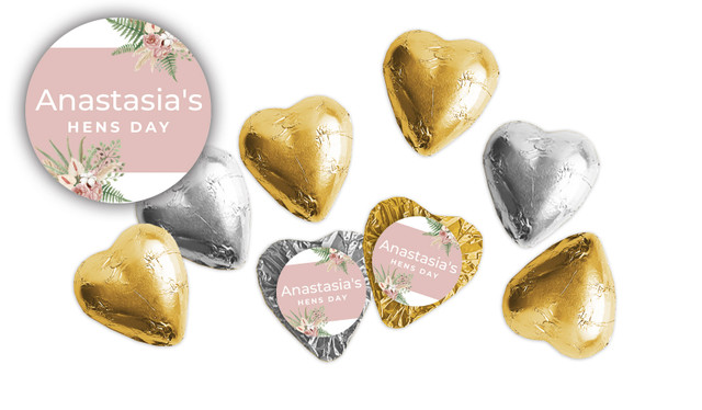 Boho Hens Night Personalised Foil Chocolate Hearts