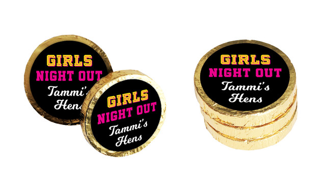 Bold Text Hens Night Branded Chocolate Coin
