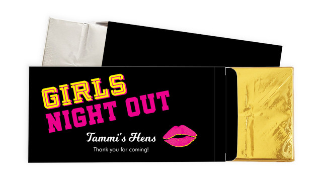 Bold Text Hens Night Personalised Chocolate Bar In A Box