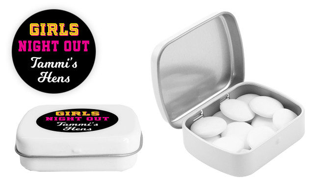 Bold Text Hens Night Personalised Mint Tins