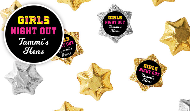 Bold Text Hens Night Personalised Foil Chocolate Stars