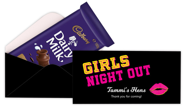 Bold Text Hens Night Personalised Cadbury Bar Box