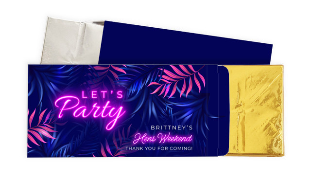 Neon Hens Night Personalised Chocolate Bar In A Box