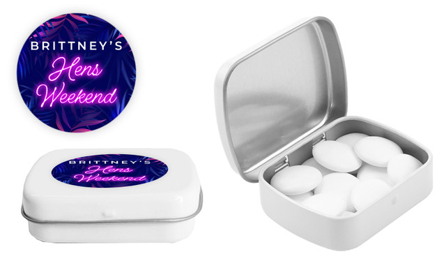 Neon Hens Night Personalised Mint Tins