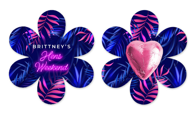 Custom Neon Hens Night Flower Card