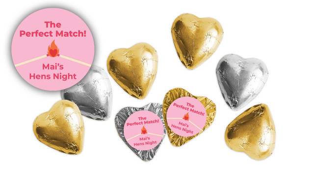 Perfect Match Hens Night Personalised Foil Chocolate Hearts