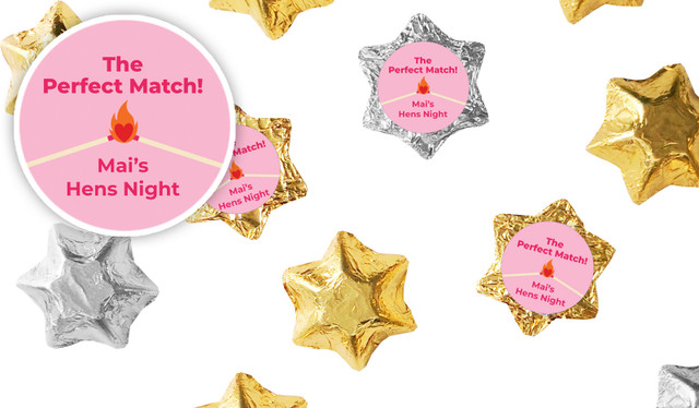 Perfect Match Hens Night Personalised Foil Chocolate Stars