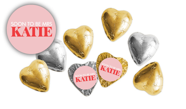Simple Pink Hens Night Personalised Foil Chocolate Hearts