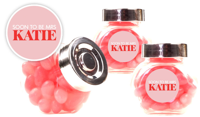 Simple Pink Hens Night Personalised Mini Candy Jar