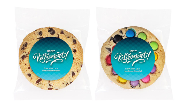 Blue Pattern Retirement Personalised Cookie
