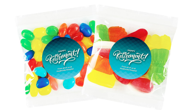 Blue Pattern Retirement Personalised Lolly Bag