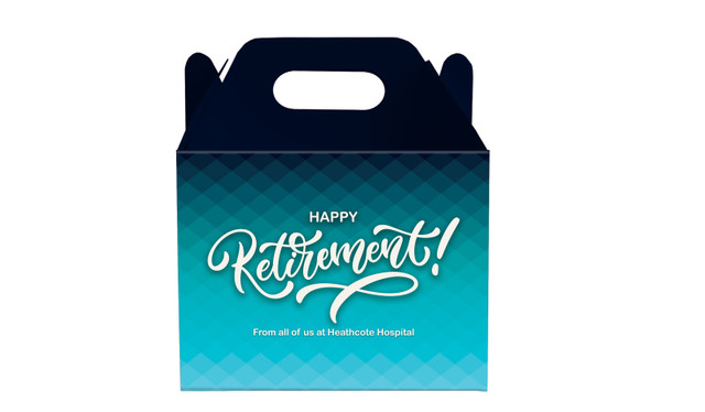 Blue Pattern Retirement Personalised Gable Favour Box
