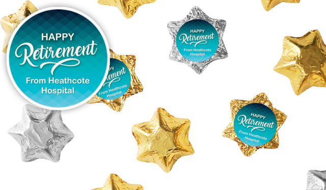 Blue Pattern Retirement Personalised Foil Chocolate Stars