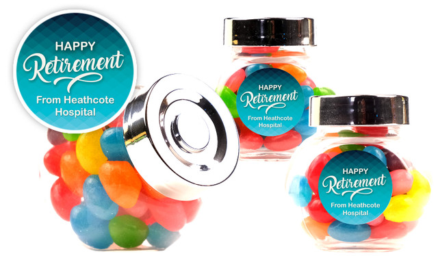 Blue Pattern Retirement Personalised Mini Candy Jar