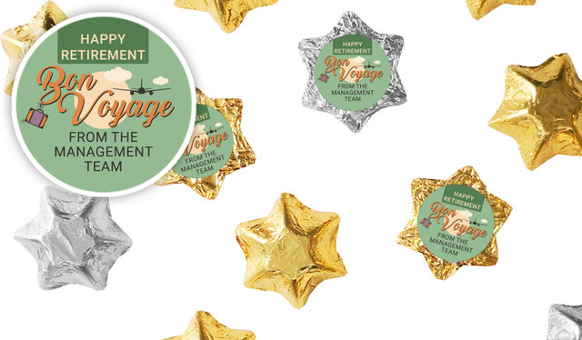 Bon Voyage Retirement Personalised Foil Chocolate Stars