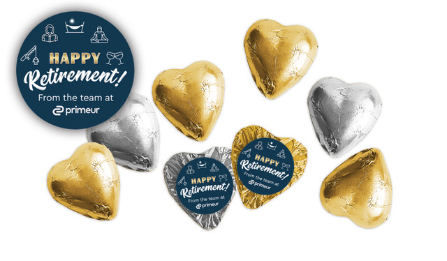 Icons Retirement Personalised Foil Chocolate Hearts