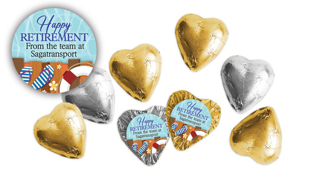 Poolside Retirement Personalised Foil Chocolate Hearts