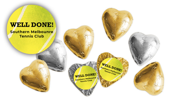 Tennis Ball Personalised Foil Chocolate Hearts